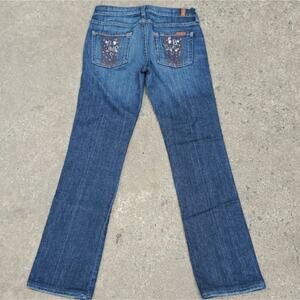 7 for all mankind embellished straight leg jeans dark wash blue 26